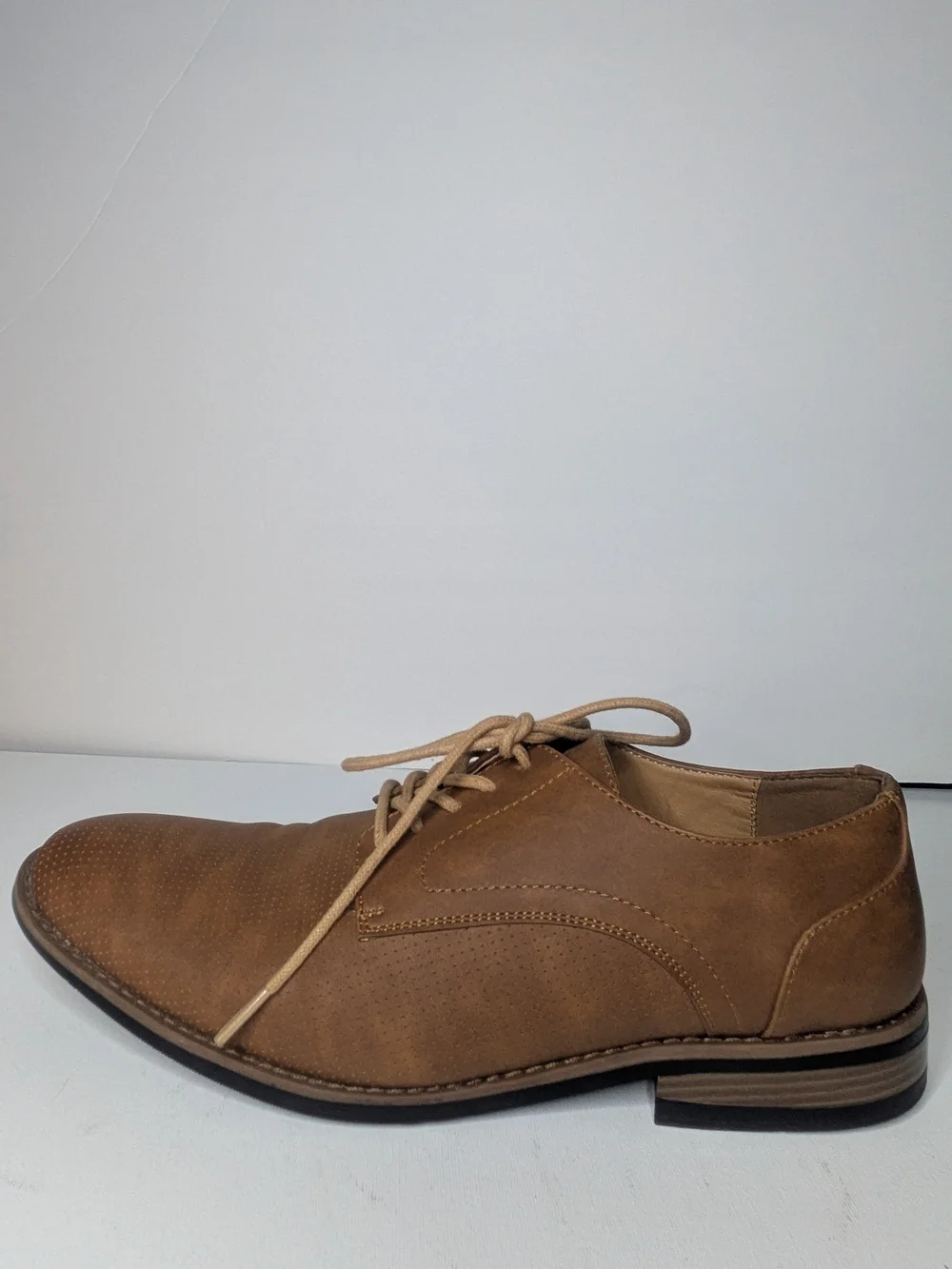 Perry Ellis Tan Leather Oxford Lace-Up
